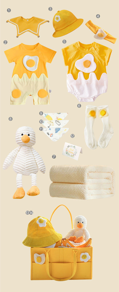 Caja de regalo para recién nacido con vestido de verano y suministros para bebé