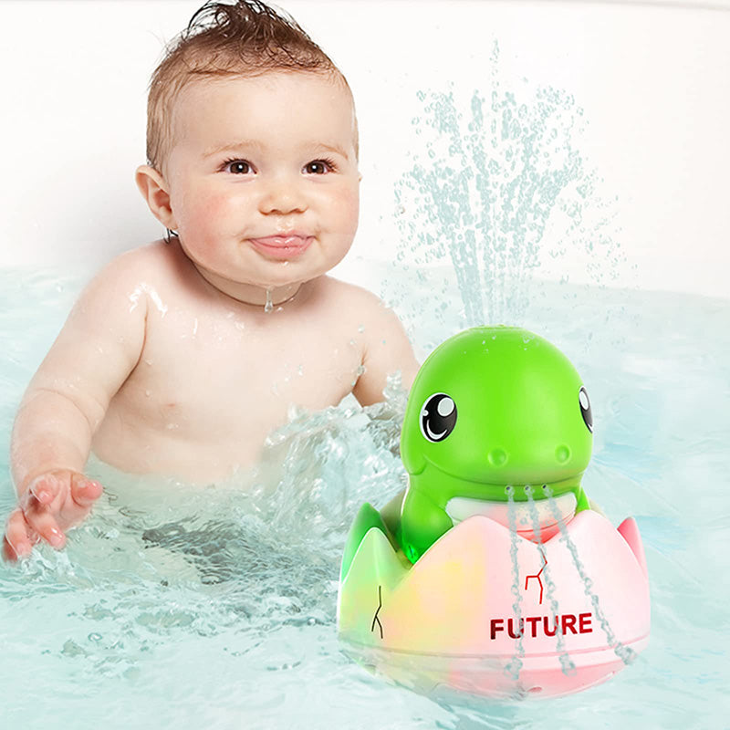Juguetes de baño de dinosaurio con rociador de agua automático y luz