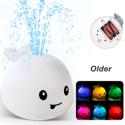 Juguetes de baño de dinosaurio con rociador de agua automático y luz