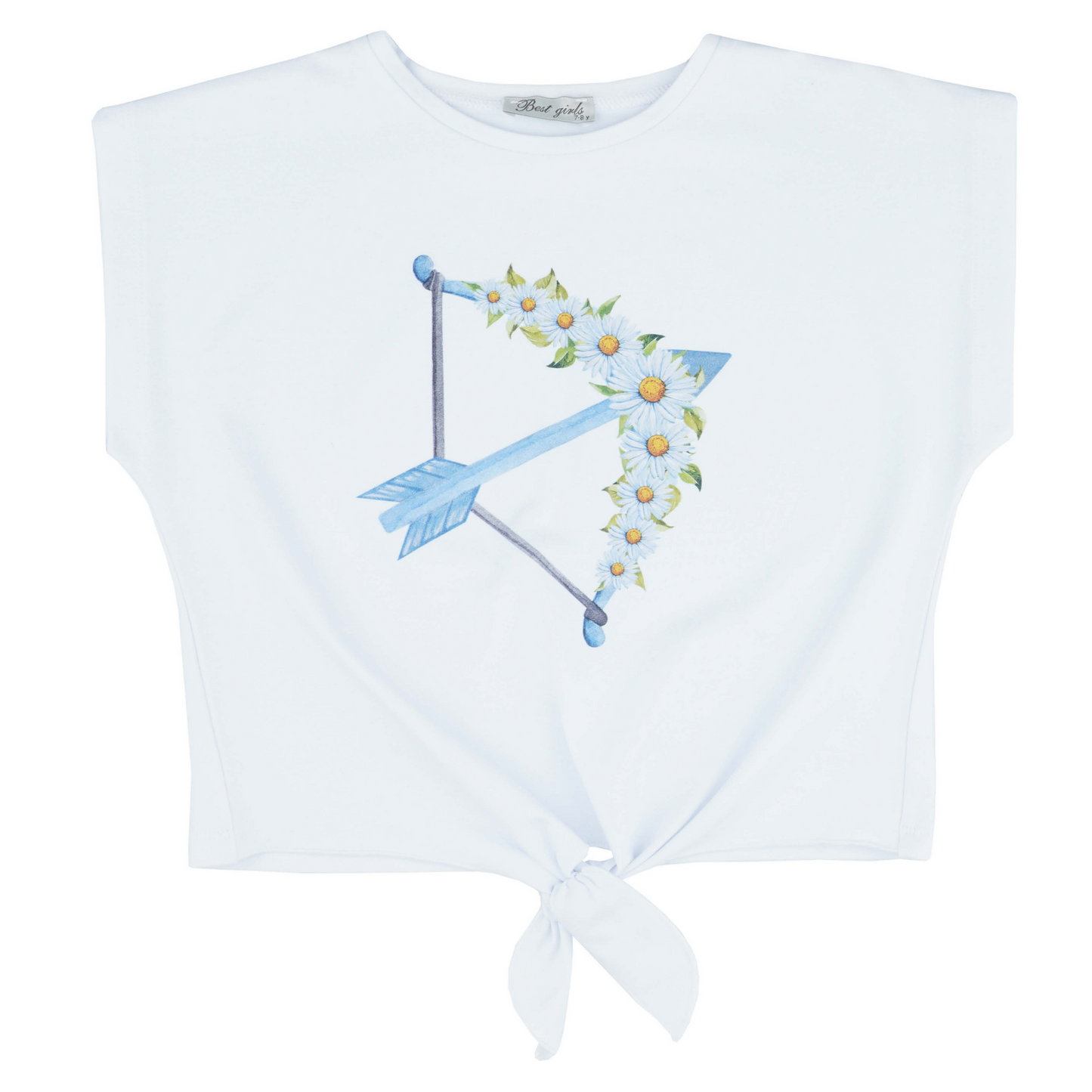 Conjunto casual para niñas con estampado de flores de flecha