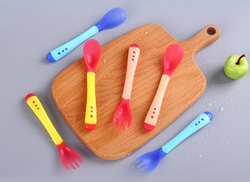 Juego de Cuchara y Tenedor Sensibles a la Temperatura para Bebés