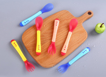Juego de Cuchara y Tenedor Sensibles a la Temperatura para Bebés
