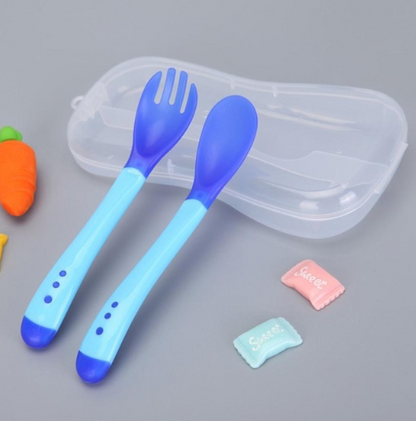 Juego de Cuchara y Tenedor Sensibles a la Temperatura para Bebés