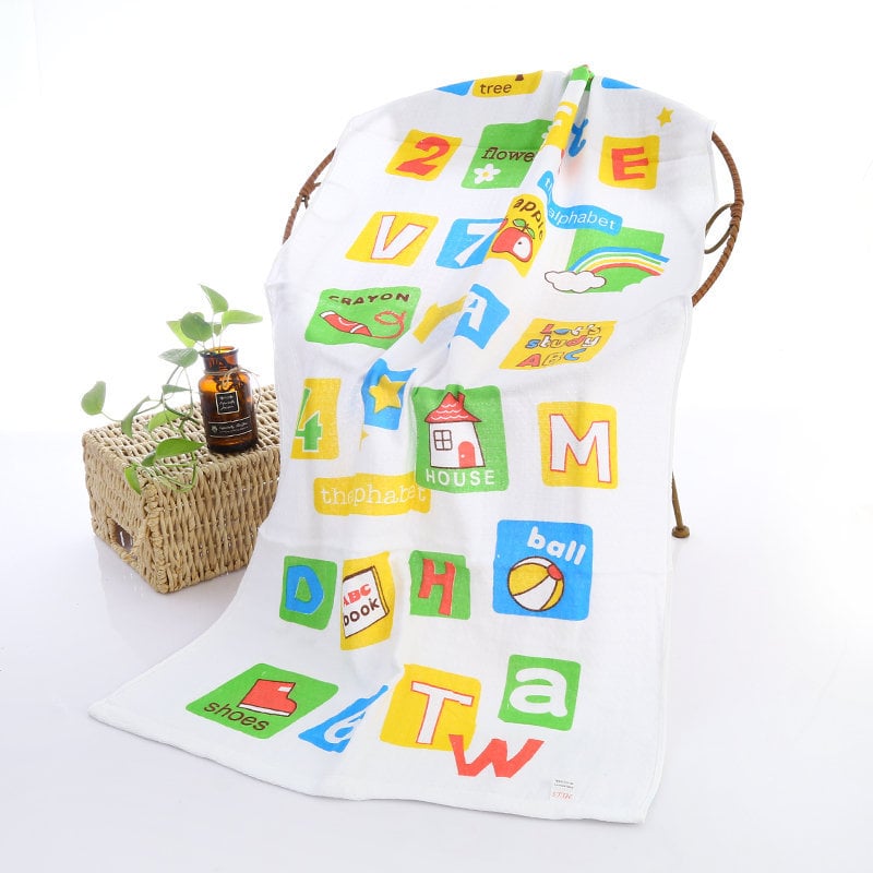 Toalla de baño para bebé con estampado de dibujos animados de doble capa