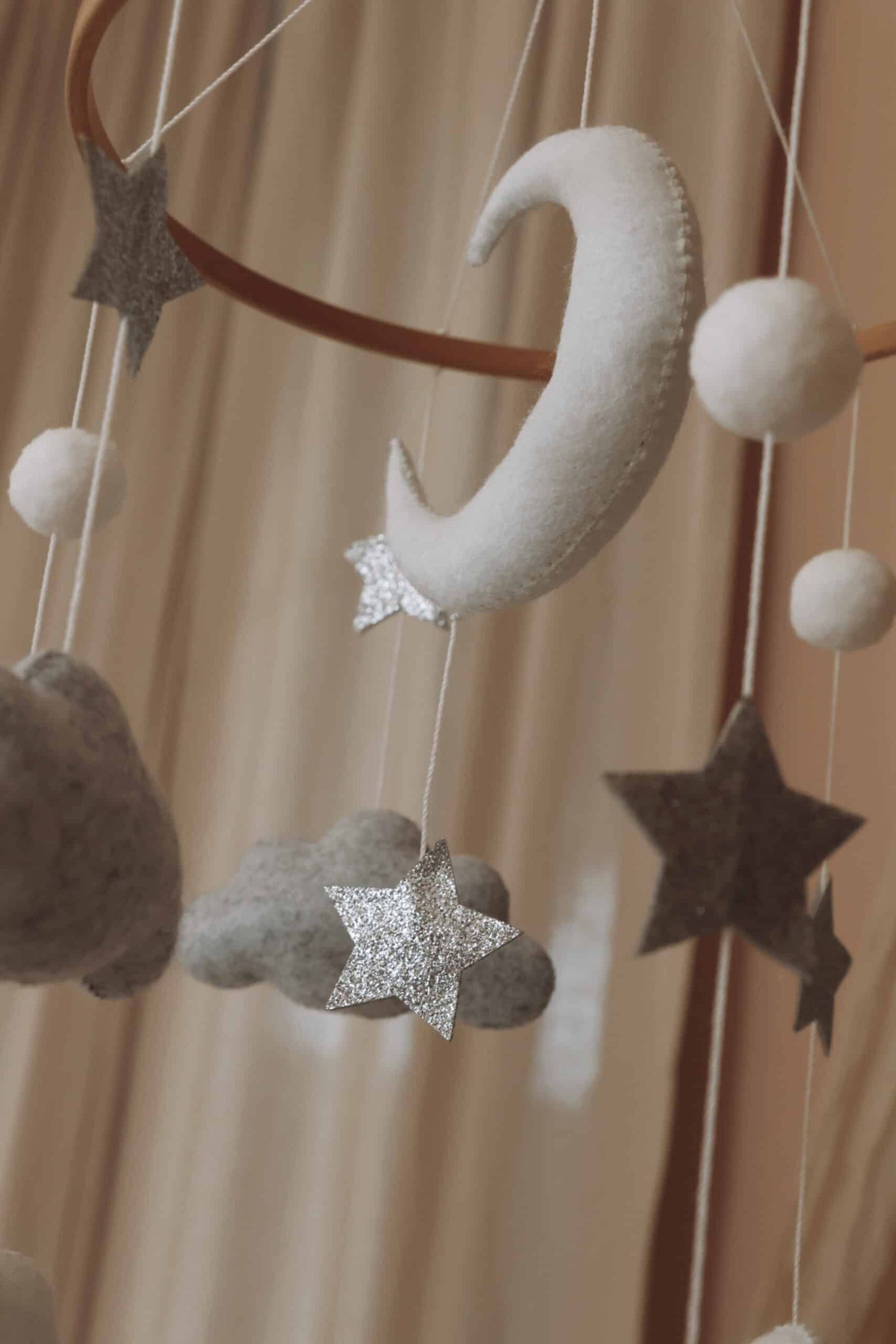 Handmade Moon And Stars baby mobile-2