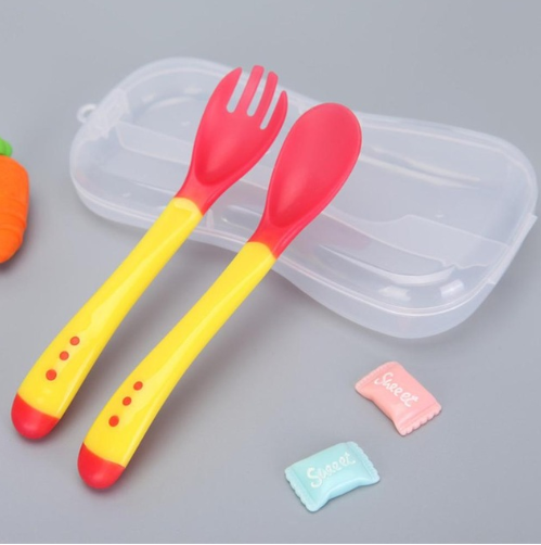 Juego de Cuchara y Tenedor Sensibles a la Temperatura para Bebés