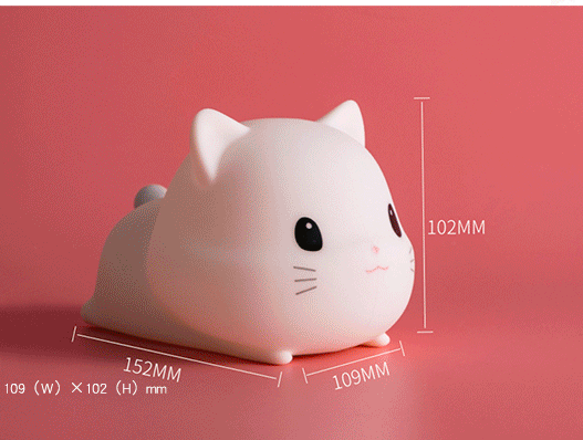 Lámpara Nocturna de Silicona en Forma de Gato con Control Táctil para Bebés