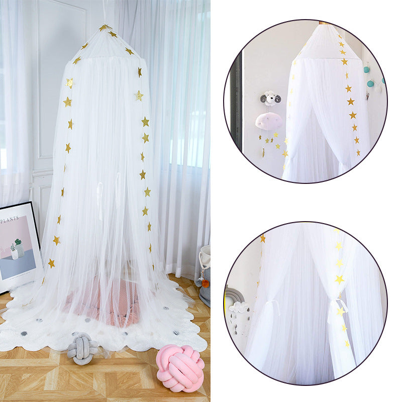 Dosel de cuna para bebé con corona de estrellas soñadora para utilería fotográfica