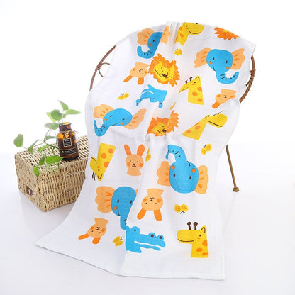 Toalla de baño para bebé con estampado de dibujos animados de doble capa
