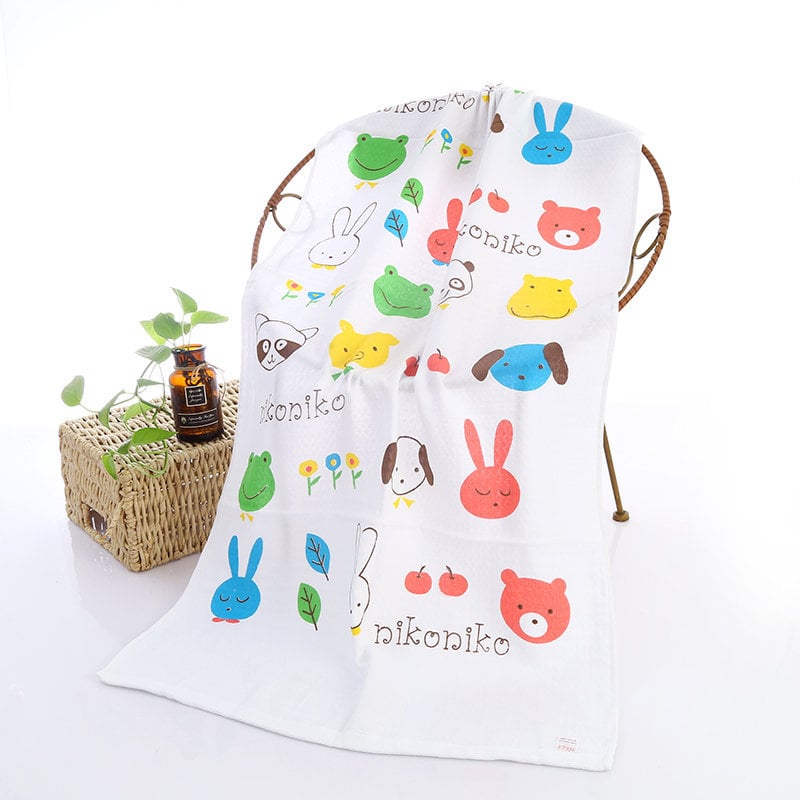 Toalla de baño para bebé con estampado de dibujos animados de doble capa