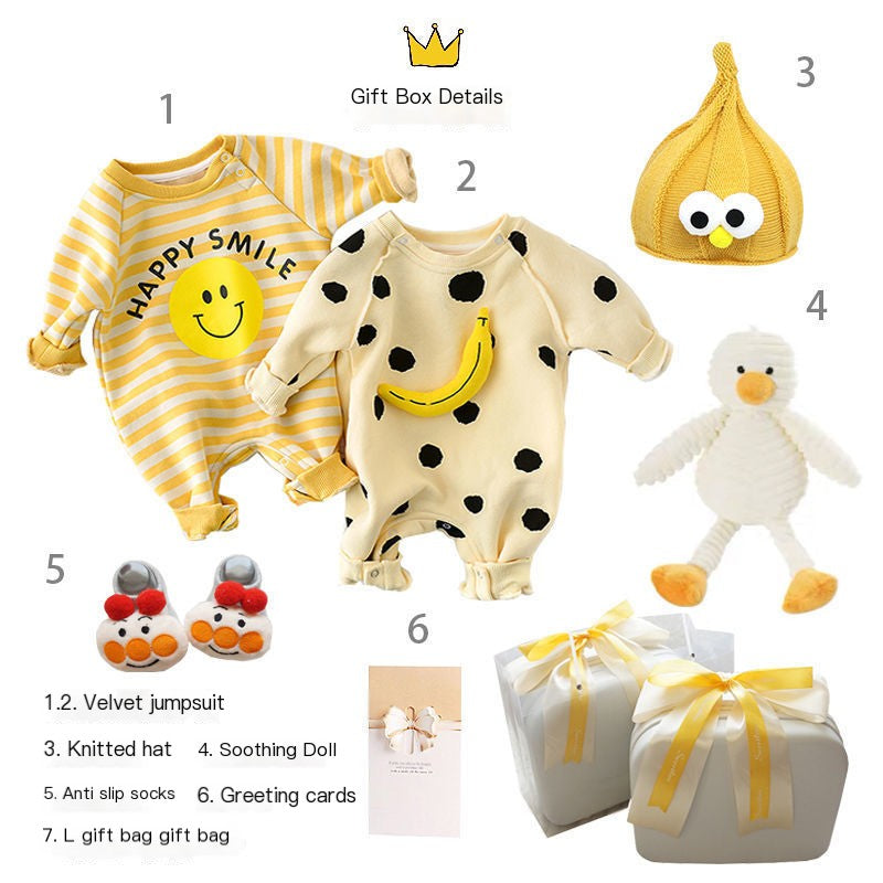 Caja de regalo para recién nacido con vestido de verano y suministros para bebé