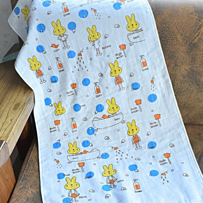 Toalla de baño para bebé con estampado de dibujos animados de doble capa