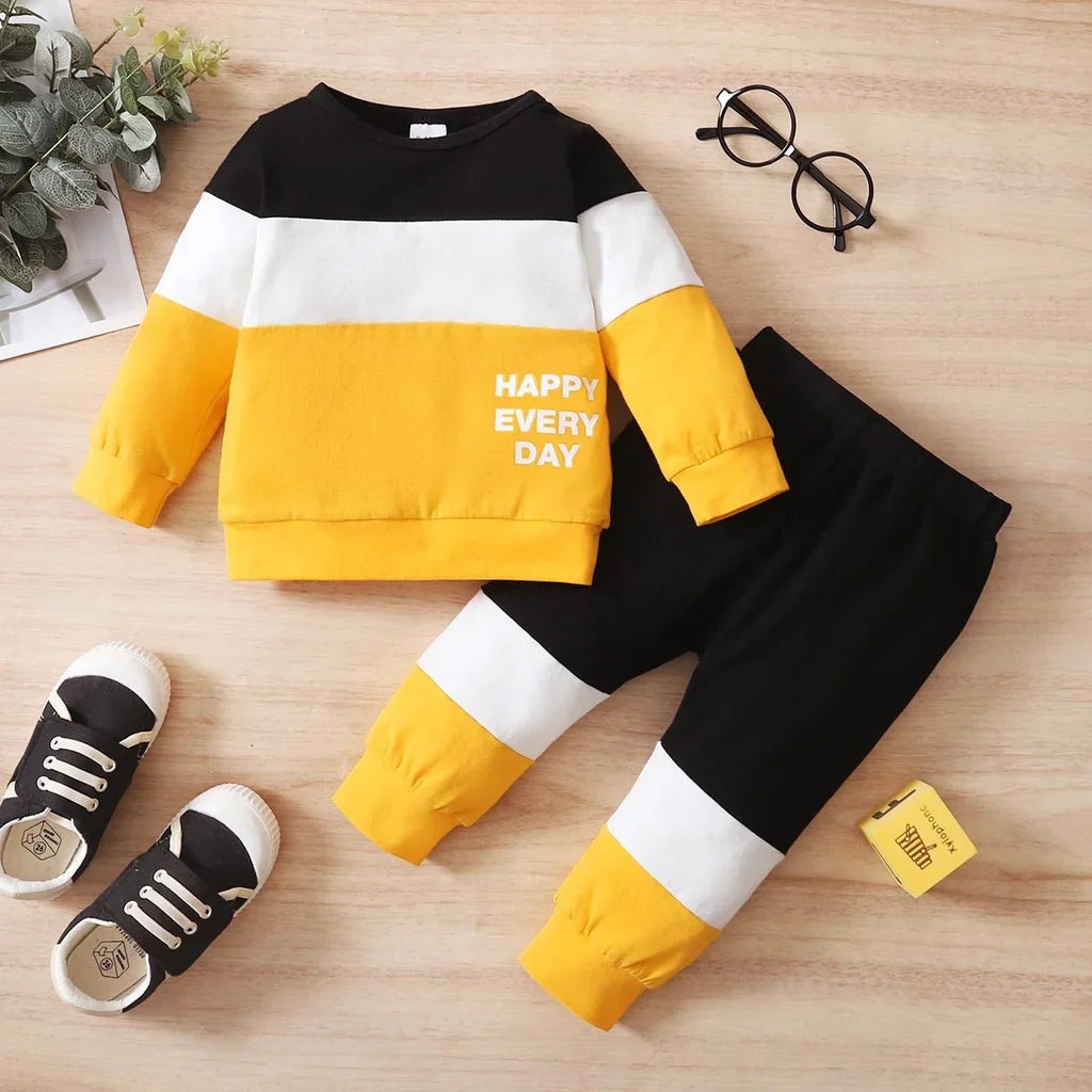Conjunto de chándal de algodón 2 piezas sudadera y pantalones para niños Happy Everyday-0