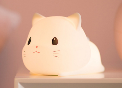 Lámpara Nocturna de Silicona en Forma de Gato con Control Táctil para Bebés