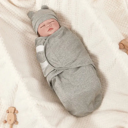 Manta Envolvente (Arrullo) de Algodón con Gorrito para Bebé