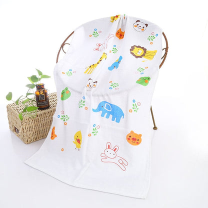 Toalla de baño para bebé con estampado de dibujos animados de doble capa