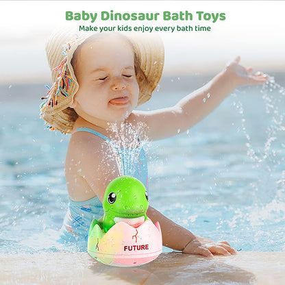 Juguetes de baño de dinosaurio con rociador de agua automático y luz