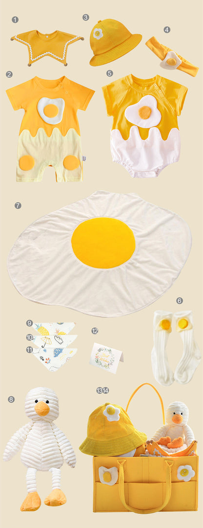 Caja de regalo para recién nacido con vestido de verano y suministros para bebé