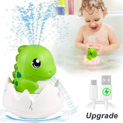 Juguetes de baño de dinosaurio con rociador de agua automático y luz