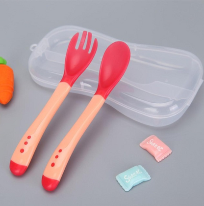 Juego de Cuchara y Tenedor Sensibles a la Temperatura para Bebés
