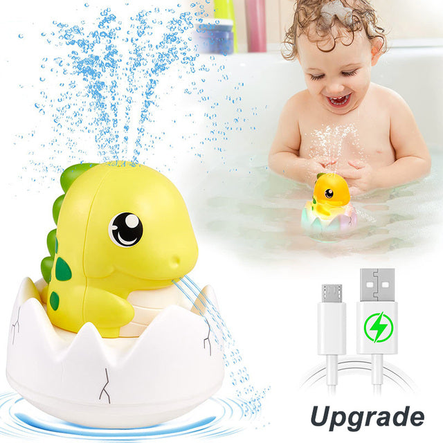Juguetes de baño de dinosaurio con rociador de agua automático y luz