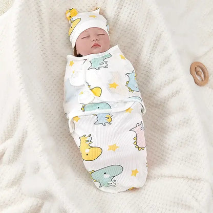 Manta Envolvente (Arrullo) de Algodón con Gorrito para Bebé